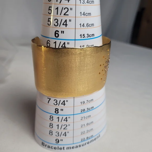 Judith Haas New York Signed Gold Wide Cuff Bracelet Sunburst - Picture 9 of 12